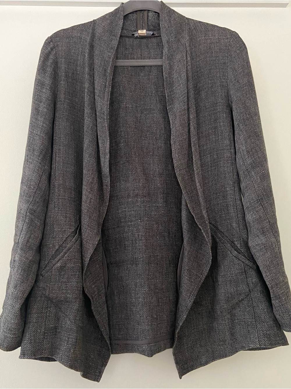 Eileen Fisher Open Front Blazer Size S Jacket Houndstooth Layered Minimalist